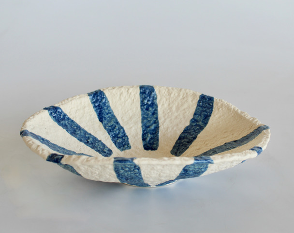 Medium Blue Stripe Ceramic Bowl